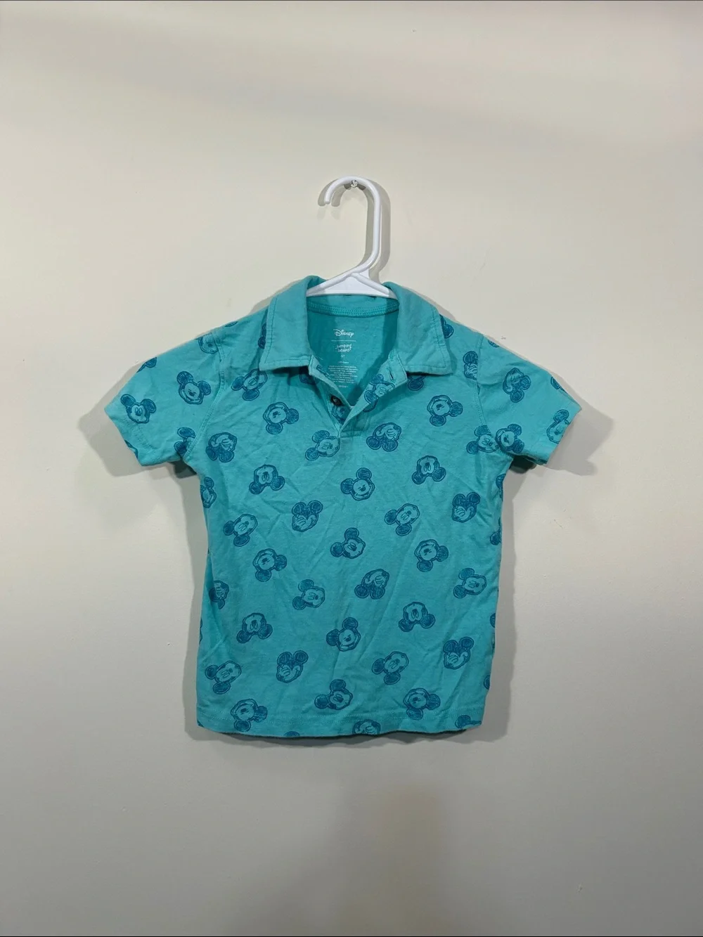 Disney Teal Polo Shirt with Mickey Head Print